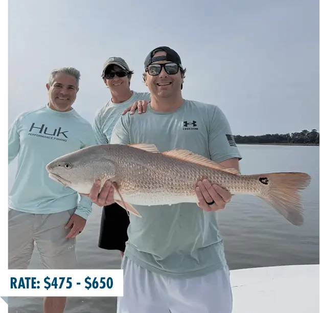 Angler with redfish on Edisto Island inshore charter